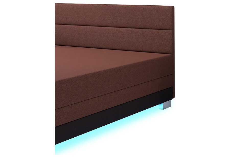LED-Band unter dem Rahmen — Torin 140x200 Rostbraun – Kontinentalbett mit LED-Band und Bettkasten