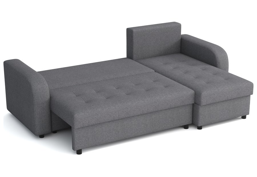 Ausgeklappt zur Liegefläche — Kelly+ – Ecksofa mit Schlaffunktion und Bettkästen