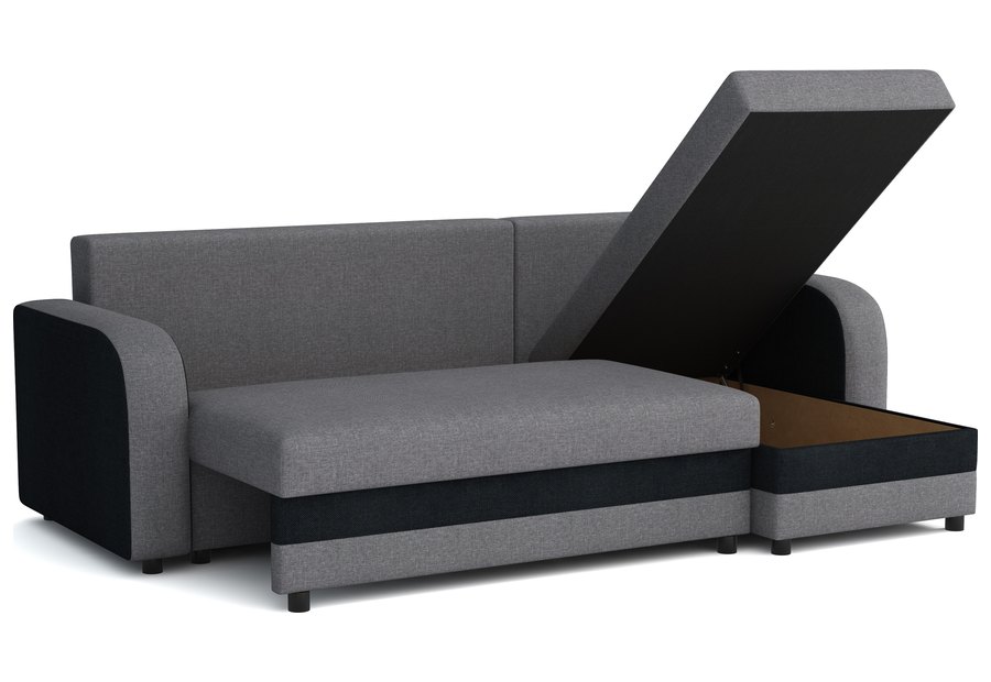 Geöffneter Bettkasten — Otto+ – Ecksofa mit Schlaffunktion und Bettkästen
