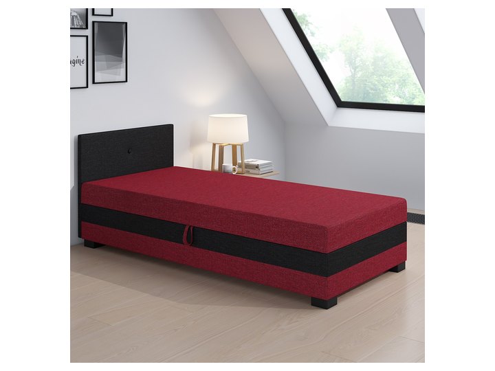 Ilia 110x200 mit Kopfteil in Rot-Schwarz