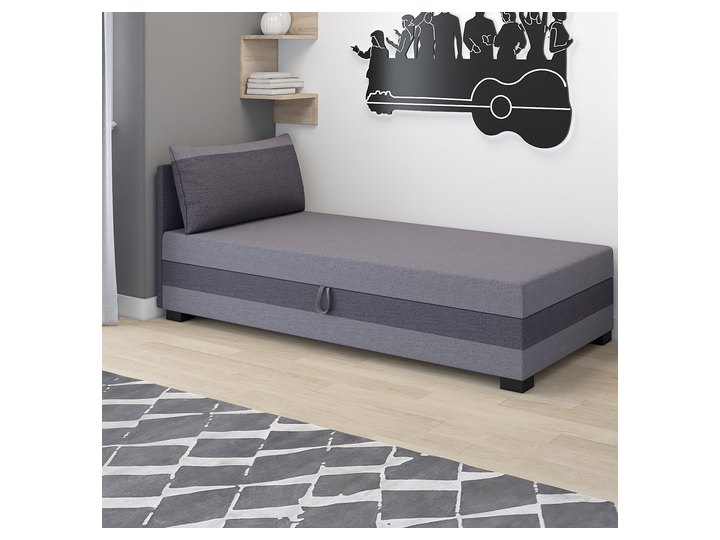 Ilia 80x200 mit Kopfteil und Kissen in Grau-Dunkelgrau