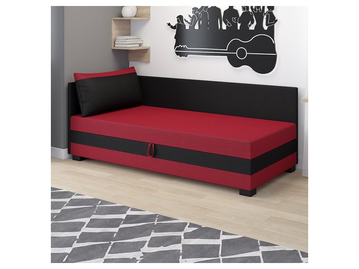 Ilia 110x200 mit Kopf- und Seitenteil in Rot-Schwarz