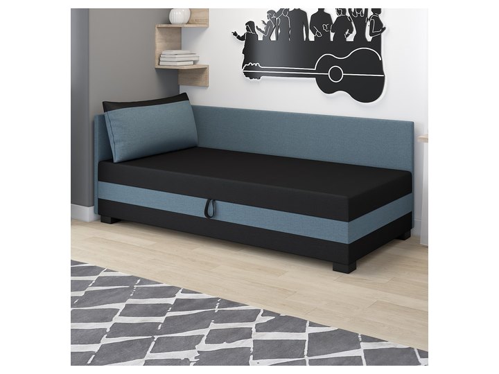 Ilia 120x200 mit Kopf- und Seitenteil in Schwarz-Marine