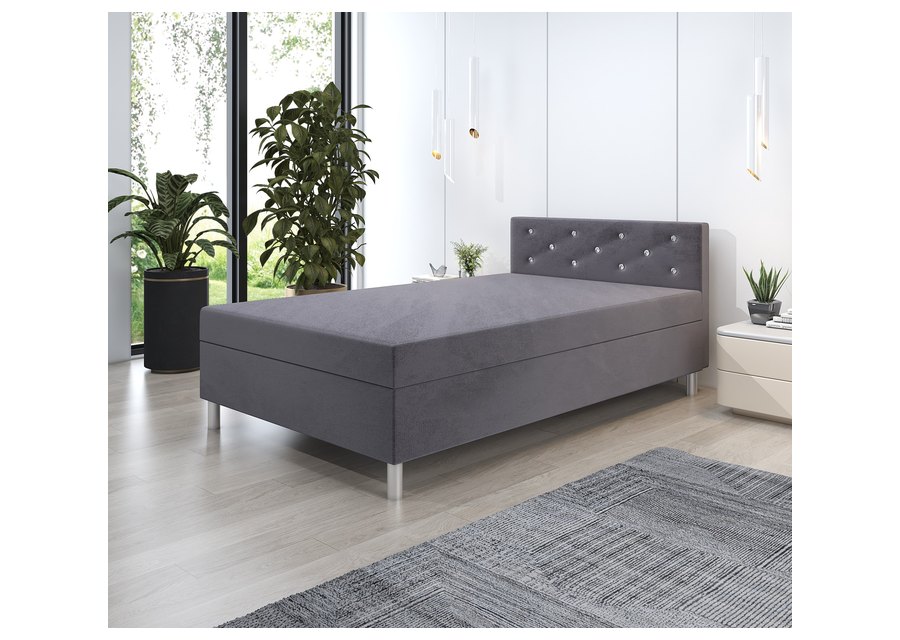 Princess 140x200 – Polsterbett mit Bettkasten und Kristallen im Kopfteil