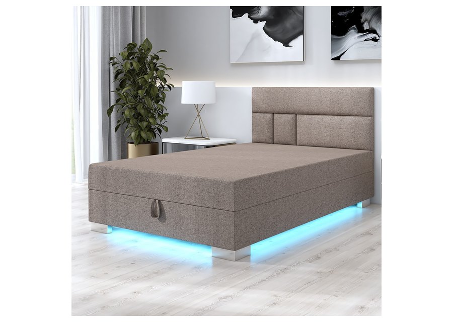 Astrid – Kontinentalbett mit Bettkasten, LED-Band und sechs Liegebreiten