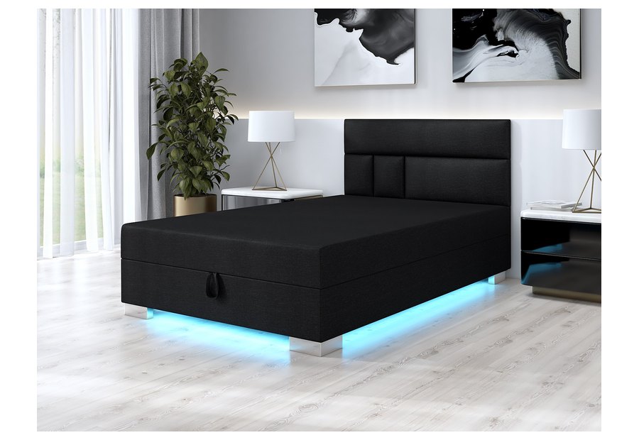 LED-Band unter dem Rahmen — Astrid – Kontinentalbett mit Bettkasten, LED-Band und sechs Liegebreiten
