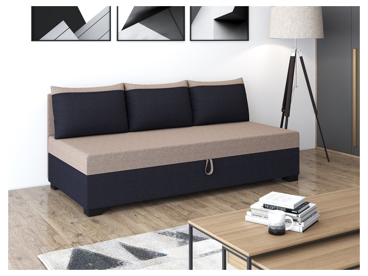 Uma mit Seitenteil in Sandbeige mit Dunkelblau