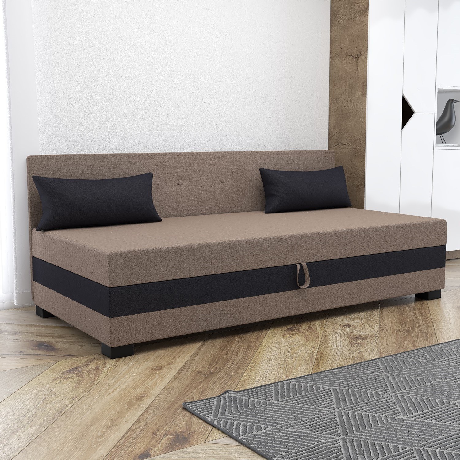 Polsterliege Zoja in Beige mit Schwarz